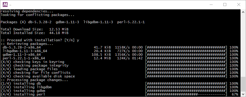 Installing perl with pacman