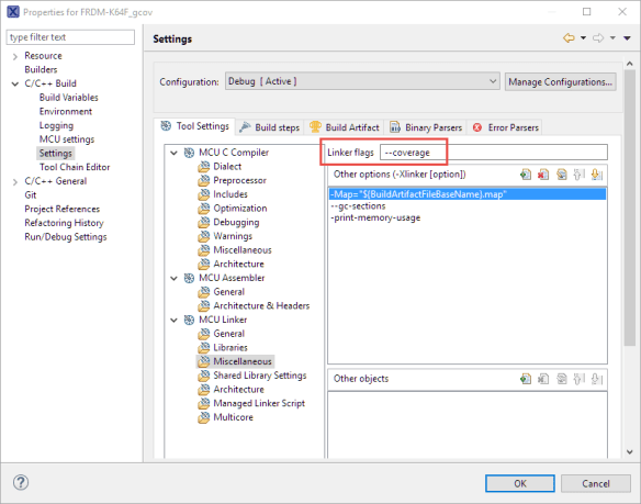 Linker Coverage Flag
