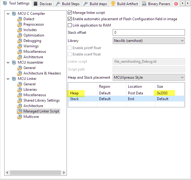Newlib Heap Size