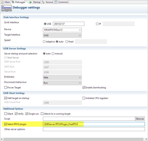 MCUXpresso IDE Segger FreeRTOS Setting