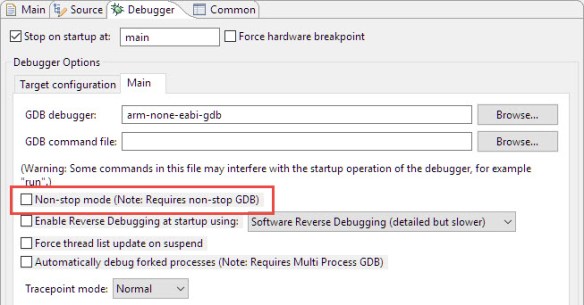 Non-Stop Mode in LPC-Link2 Launch Configuration