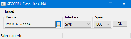 SEGGER JFlashLite Device Detection