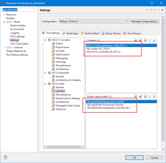 Added Libraries to new project | MCU on Eclipse