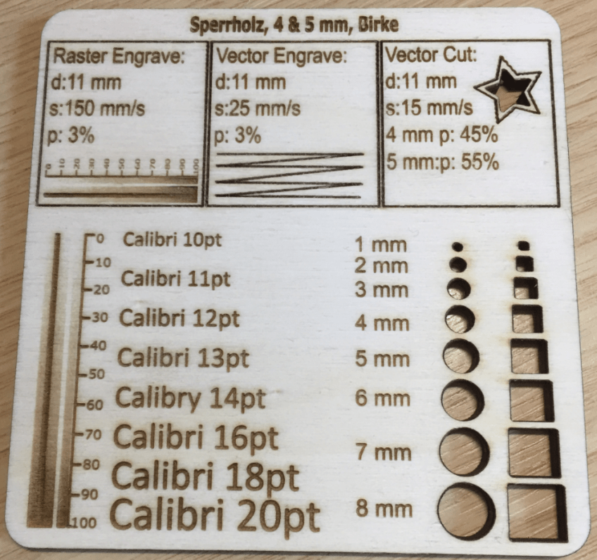 Engraving and cutting test
