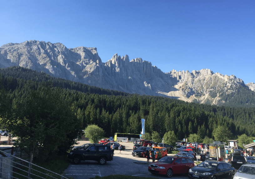 Passo di Costalunga with view to the Latemar