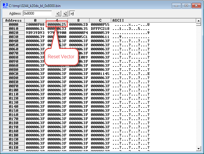 Bootloader Vector Table