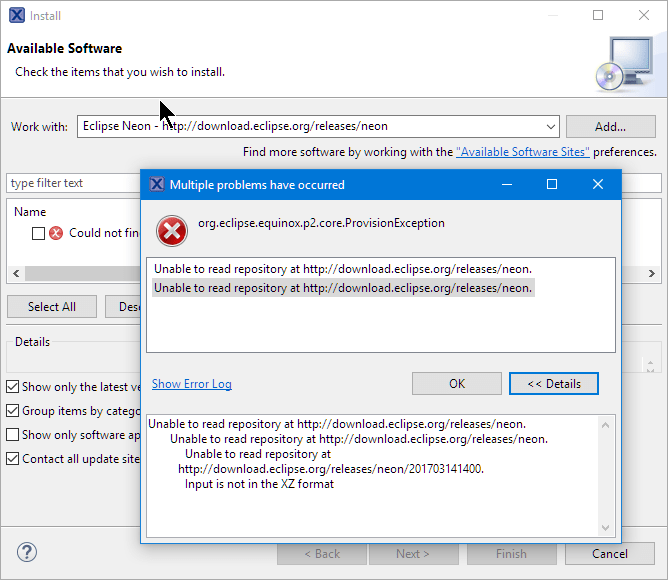 Unable to read repository