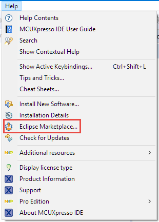 Eclipse Marketplace Menu