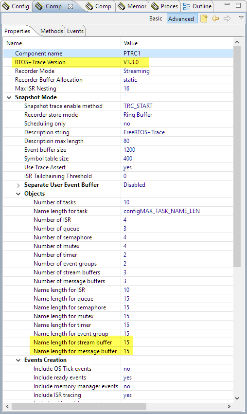 Tracealyzer Settings