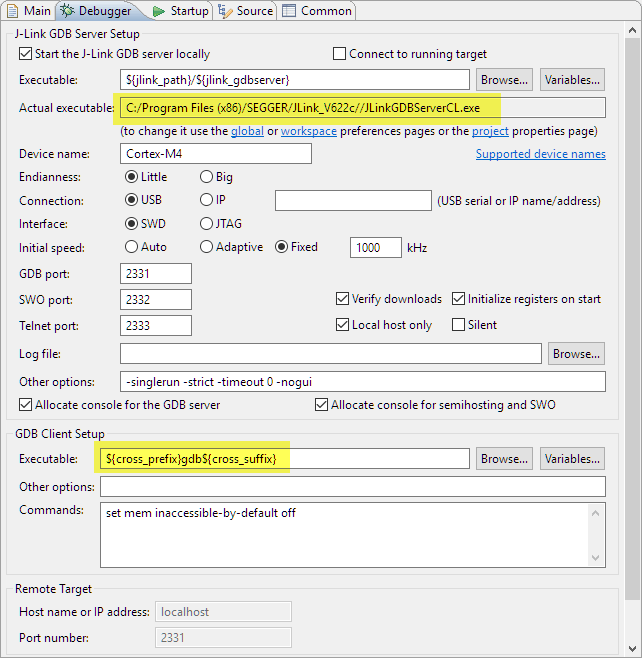 Debugger Launch Configuration