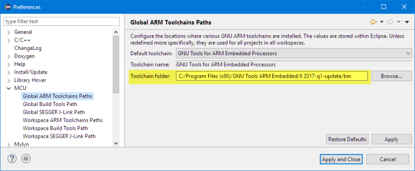 Global Toolchain Folder