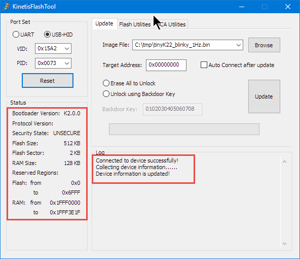 connected with USB HID Bootloader