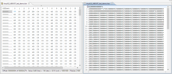 converted binary to intel hex