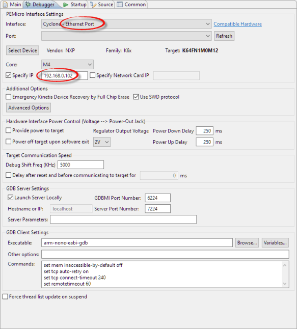 PEMicro IP Settings