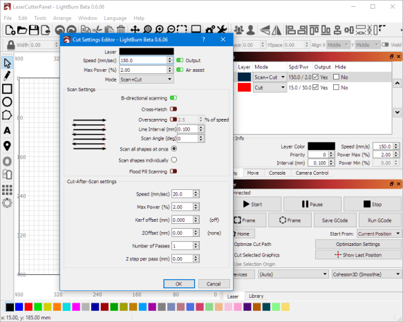 Scan and Cut Settings in LightBurn