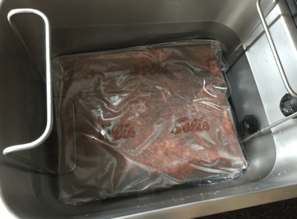 Brisket in sous vide water bath