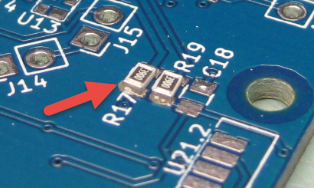 Resistors placed on PCB