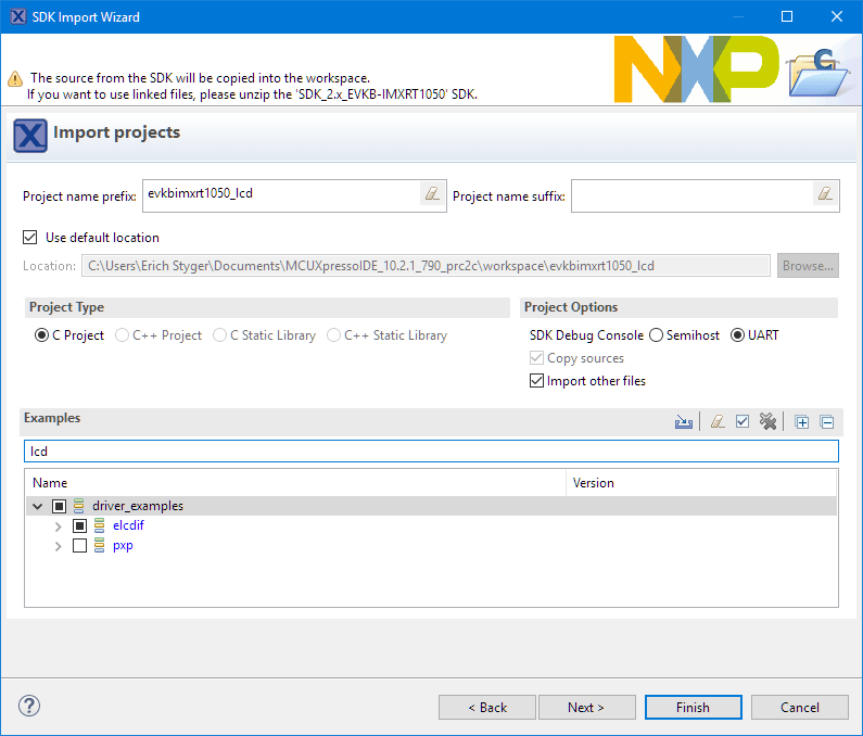 elcdif project in SDK