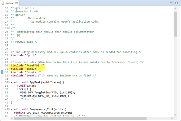 FreeRTOS includes