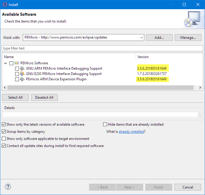 Installed P&E Plugin Versions
