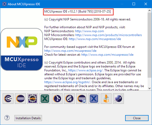 MCUXpresso IDE 10.2.1 build 795