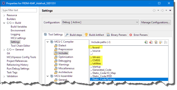 removed include paths