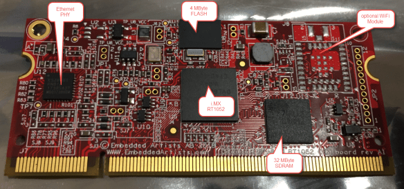 Embedded Artist NXP i.MX RT1052 OEM Board Top Side