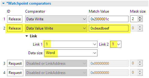 Second Comparator Settings