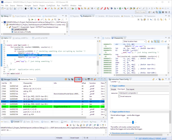 Sync Trace with Source and Disassembly