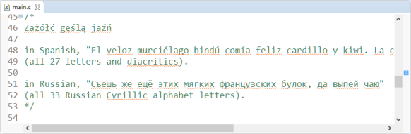 Comment with UTF-8 in Eclipse