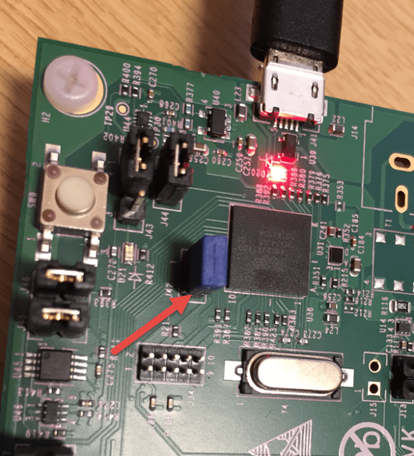 Jumper on J42 to softload LPC-Link2 Firmware