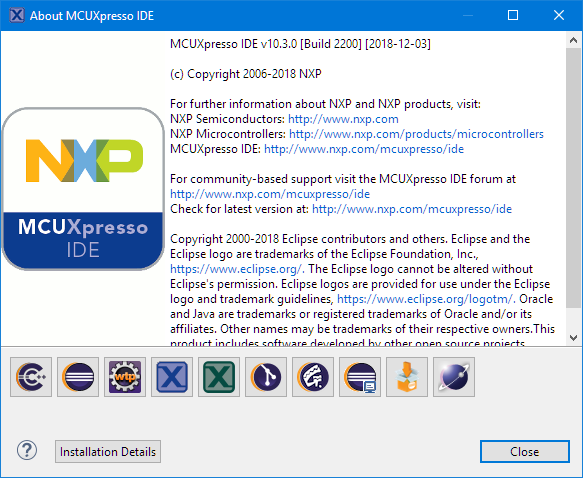 MCUXpresso IDE 10.3.0 build 2200