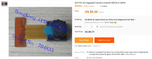 OV7725 from HongKong CCD Limited