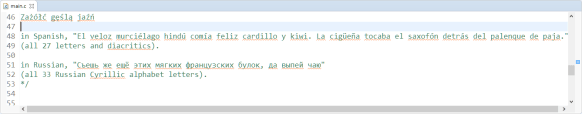 Source file using UTF-8 wide characters