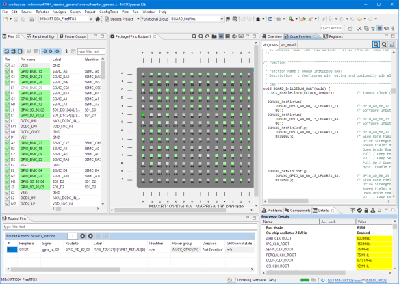 pins tool in mcuxpresso ide 10.3.0 for i.mx rt1064