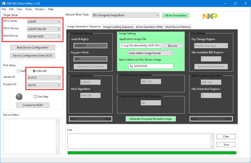MCU NXP Boot Utility