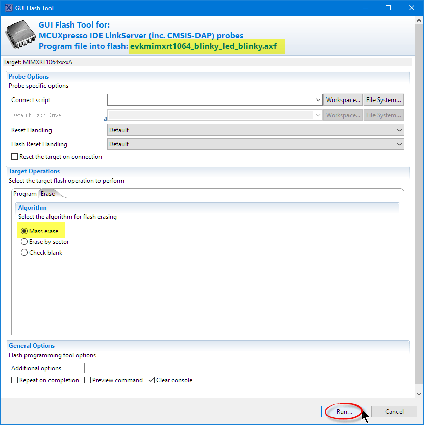 Mass Erase with Flash Header