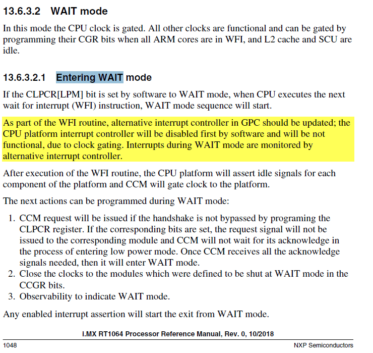 entering wait mode