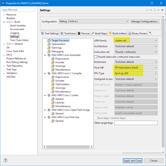 ARM Compiler Settings
