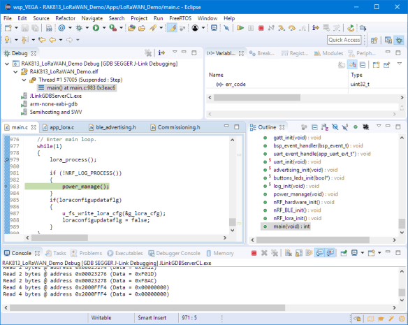 Debugging LoRaWAN Application