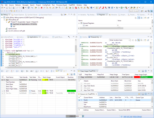 Debugging RISC-V FreeRTOS Applicaiton with MCUXpresso IDE on