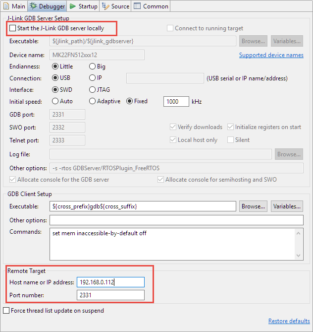 Remote Debugging in GNU MCU Eclipse