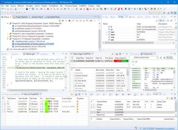 Debugging FreeRTOS on LPC55S69