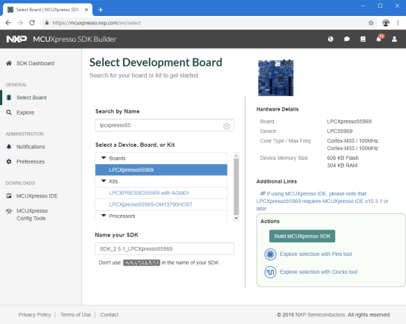 MCUXpresso SDK for 55S69