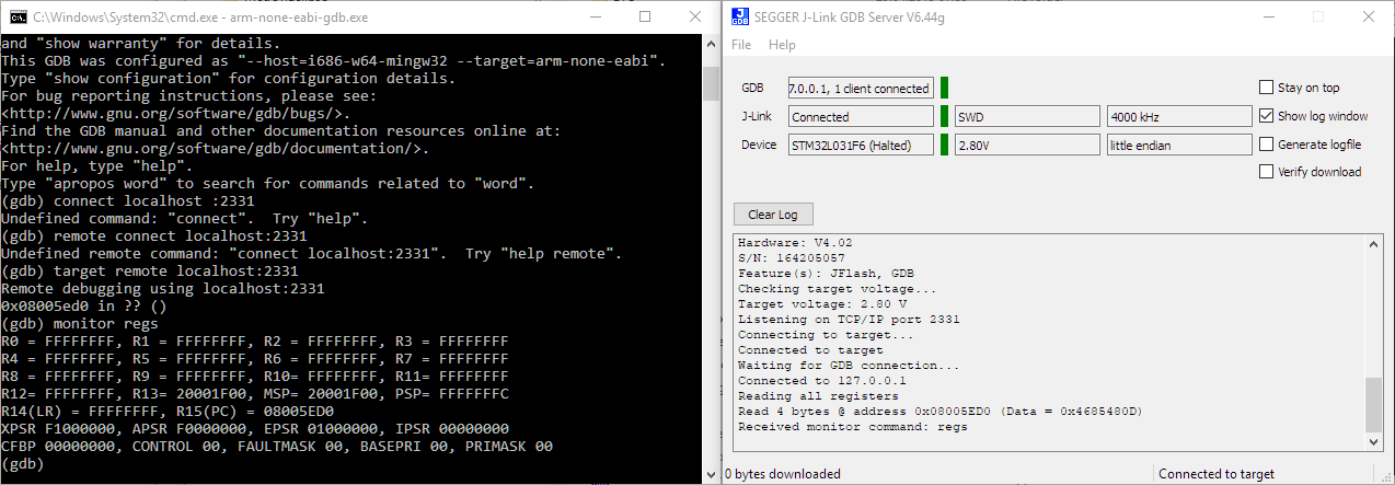 Haltet Target Showing Registers