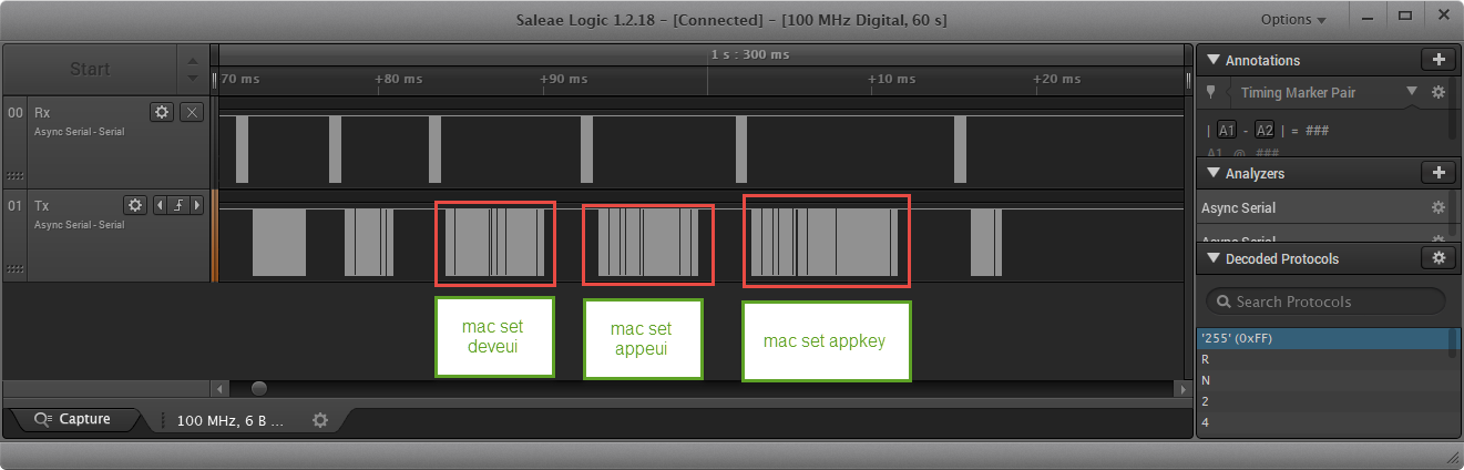 Setting deveui appeui and appkey