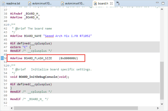 board.h with BOARD_FLASH_SIZE