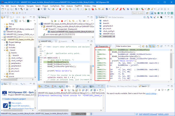 Running and debugging in FLASH memory the Seeed Arch Mix i.MX RT1052