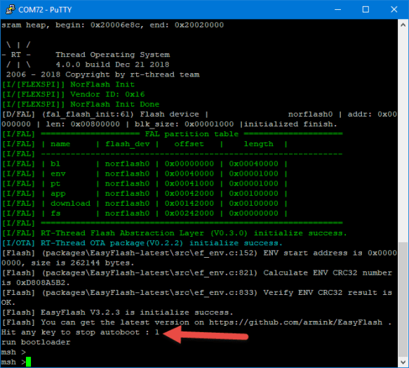 entered bootloader mode