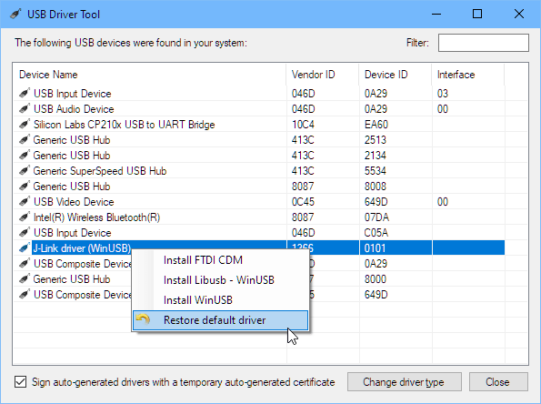 restore original driver